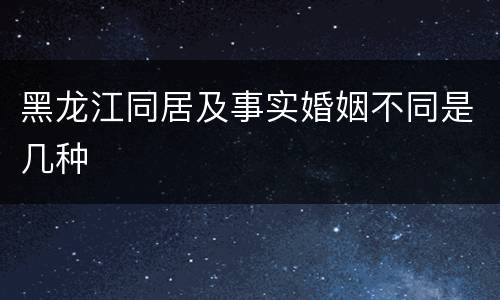 黑龙江同居及事实婚姻不同是几种