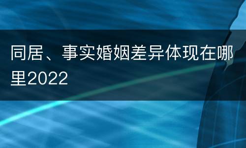 同居、事实婚姻差异体现在哪里2022