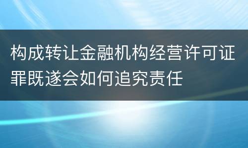 构成转让金融机构经营许可证罪既遂会如何追究责任