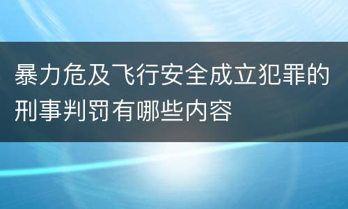 暴力危及飞行安全成立犯罪的刑事判罚有哪些内容