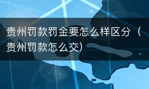贵州罚款罚金要怎么样区分（贵州罚款怎么交）