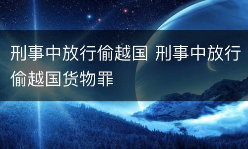 刑事中放行偷越国 刑事中放行偷越国货物罪