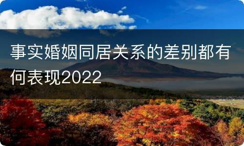 事实婚姻同居关系的差别都有何表现2022