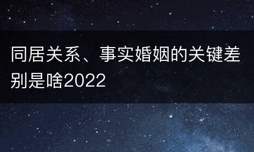 同居关系、事实婚姻的关键差别是啥2022