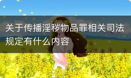关于传播淫秽物品罪相关司法规定有什么内容