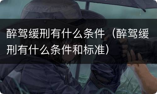 醉驾缓刑有什么条件（醉驾缓刑有什么条件和标准）