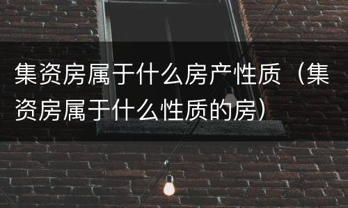 集资房属于什么房产性质（集资房属于什么性质的房）
