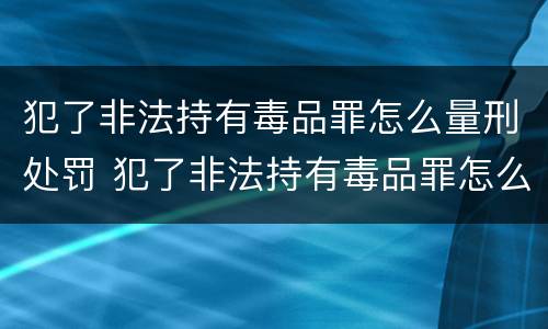犯了非法持有毒品罪怎么量刑处罚 犯了非法持有毒品罪怎么量刑处罚的