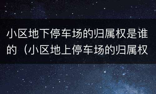 小区地下停车场的归属权是谁的（小区地上停车场的归属权）
