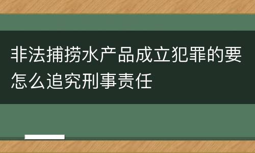 非法捕捞水产品成立犯罪的要怎么追究刑事责任