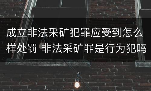 成立非法采矿犯罪应受到怎么样处罚 非法采矿罪是行为犯吗