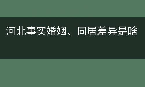 河北事实婚姻、同居差异是啥