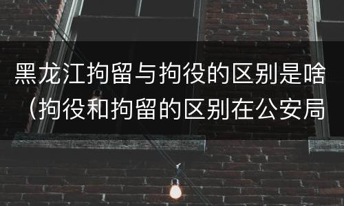 黑龙江拘留与拘役的区别是啥（拘役和拘留的区别在公安局）