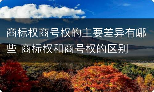 商标权商号权的主要差异有哪些 商标权和商号权的区别