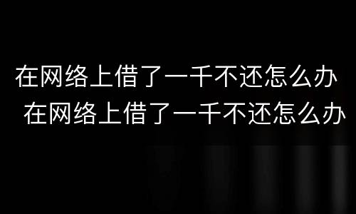 在网络上借了一千不还怎么办 在网络上借了一千不还怎么办呀