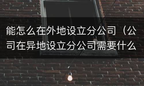 能怎么在外地设立分公司（公司在异地设立分公司需要什么）