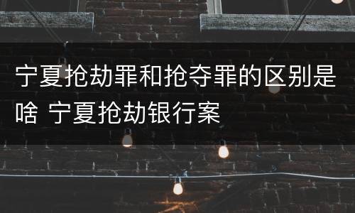 宁夏抢劫罪和抢夺罪的区别是啥 宁夏抢劫银行案