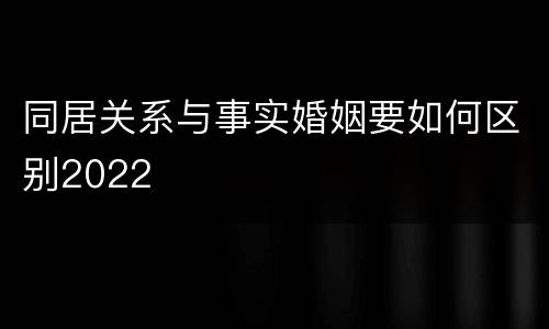 同居关系与事实婚姻要如何区别2022