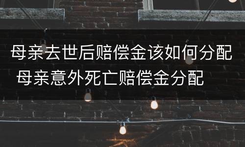 母亲去世后赔偿金该如何分配 母亲意外死亡赔偿金分配