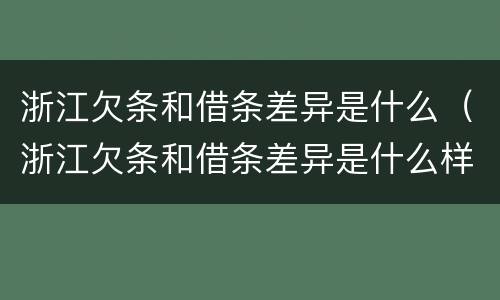 浙江欠条和借条差异是什么（浙江欠条和借条差异是什么样的）
