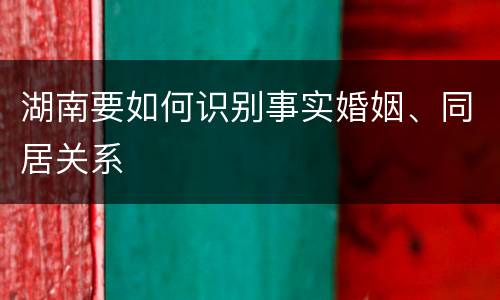 湖南要如何识别事实婚姻、同居关系