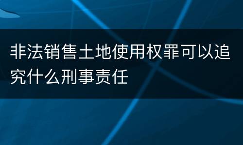 非法销售土地使用权罪可以追究什么刑事责任
