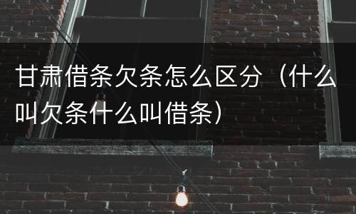 甘肃借条欠条怎么区分（什么叫欠条什么叫借条）