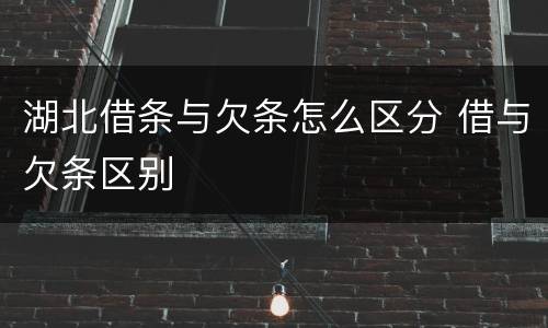 湖北借条与欠条怎么区分 借与欠条区别