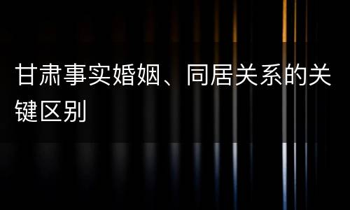 甘肃事实婚姻、同居关系的关键区别