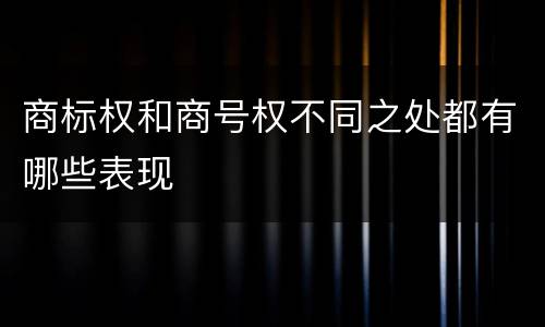 商标权和商号权不同之处都有哪些表现