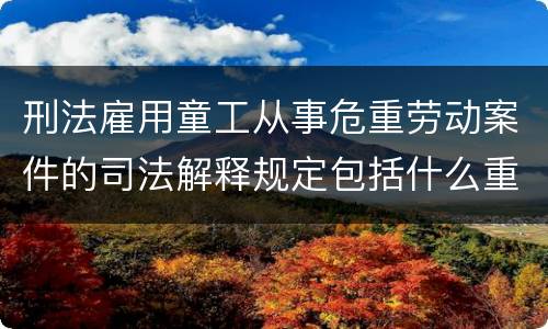 刑法雇用童工从事危重劳动案件的司法解释规定包括什么重要内容