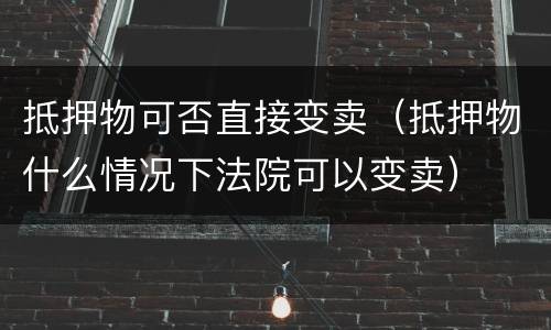 抵押物可否直接变卖（抵押物什么情况下法院可以变卖）