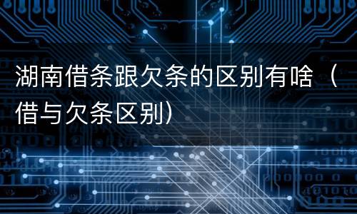 湖南借条跟欠条的区别有啥（借与欠条区别）