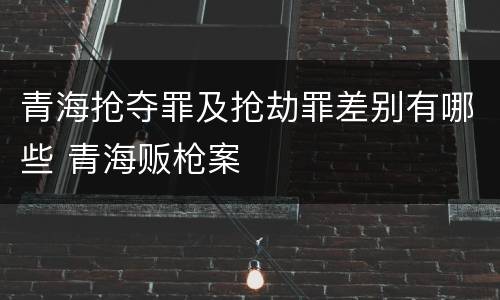 青海抢夺罪及抢劫罪差别有哪些 青海贩枪案