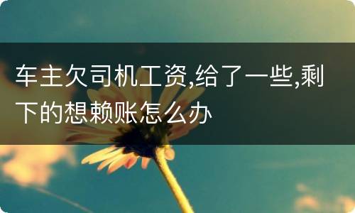 车主欠司机工资,给了一些,剩下的想赖账怎么办