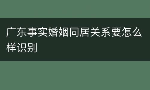 广东事实婚姻同居关系要怎么样识别