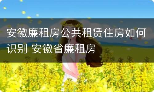 安徽廉租房公共租赁住房如何识别 安徽省廉租房