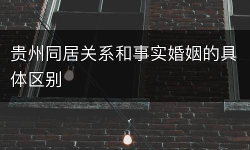 贵州同居关系和事实婚姻的具体区别