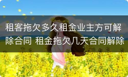 租客拖欠多久租金业主方可解除合同 租金拖欠几天合同解除