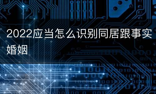2022应当怎么识别同居跟事实婚姻