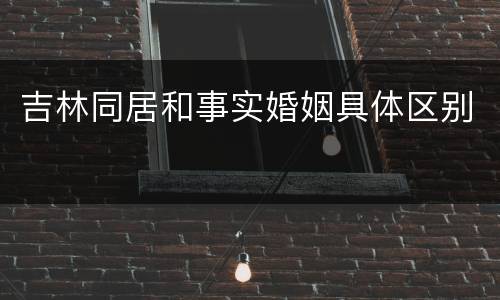 吉林同居和事实婚姻具体区别