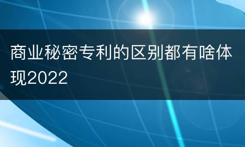 商业秘密专利的区别都有啥体现2022