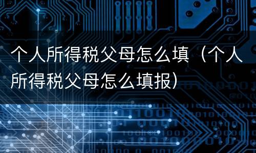 个人所得税父母怎么填（个人所得税父母怎么填报）