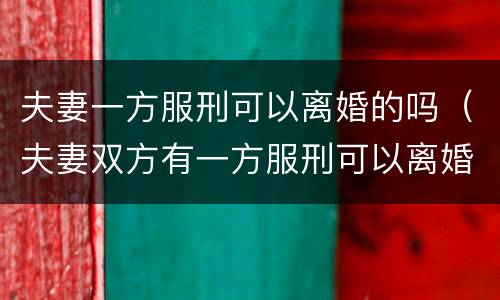 夫妻一方服刑可以离婚的吗（夫妻双方有一方服刑可以离婚吗）
