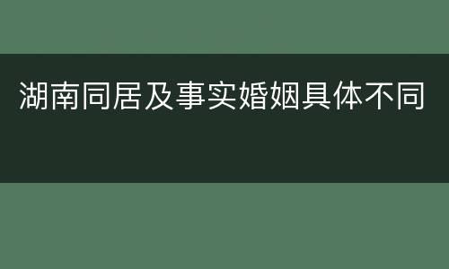 湖南同居及事实婚姻具体不同