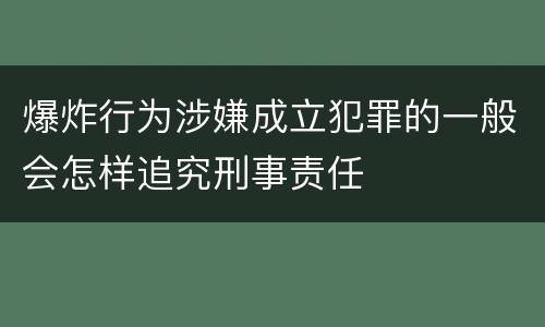 爆炸行为涉嫌成立犯罪的一般会怎样追究刑事责任