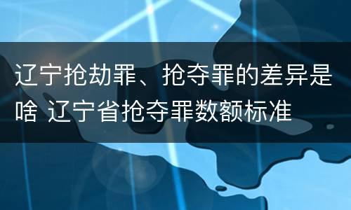 辽宁抢劫罪、抢夺罪的差异是啥 辽宁省抢夺罪数额标准