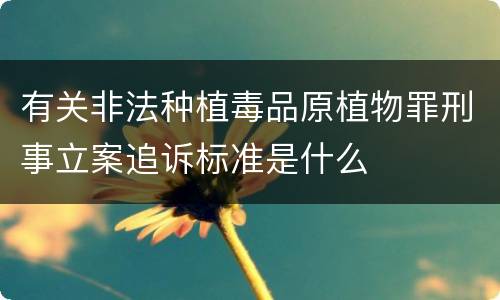 有关非法种植毒品原植物罪刑事立案追诉标准是什么