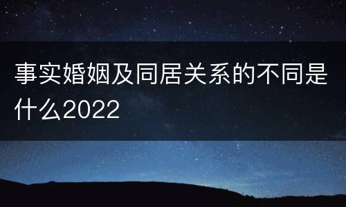 事实婚姻及同居关系的不同是什么2022