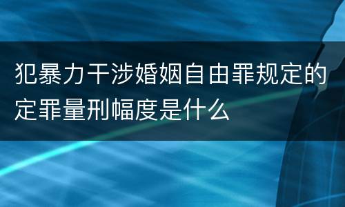 犯暴力干涉婚姻自由罪规定的定罪量刑幅度是什么